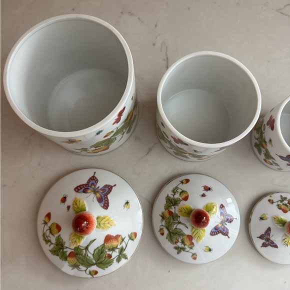 Lenwile Ardalt Full Set Of 4 Canisters Jars Japan 7052 Butterflies - Picture 4 of 13